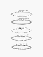 Gina | Luxe Armbanden Set - Set van 5, Verstelbaar, Titanium Staal