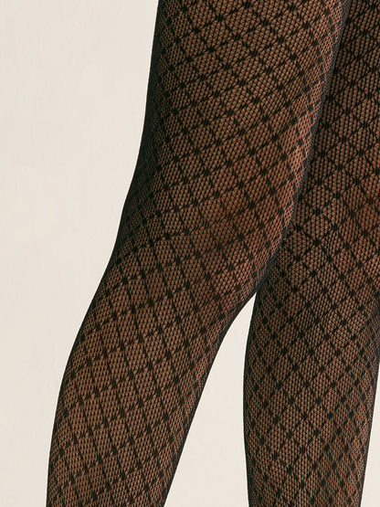 Gina | Dames Panty - Geometrisch Micronet Ontwerp, Hoogwaardige Stoffen