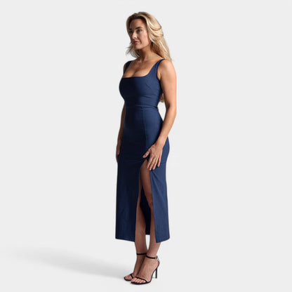 Aldara | Midi Jurk Dames – Getailleerd met Split & V-Hals