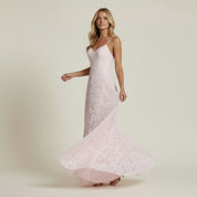 Grazia | Luxe Roze Jacquard Maxi Jurk met Corset Rugsluiting