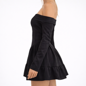 Hannie | Off-Shoulder Mini Jurk - Geweven Stof, Elegant en Feestelijk