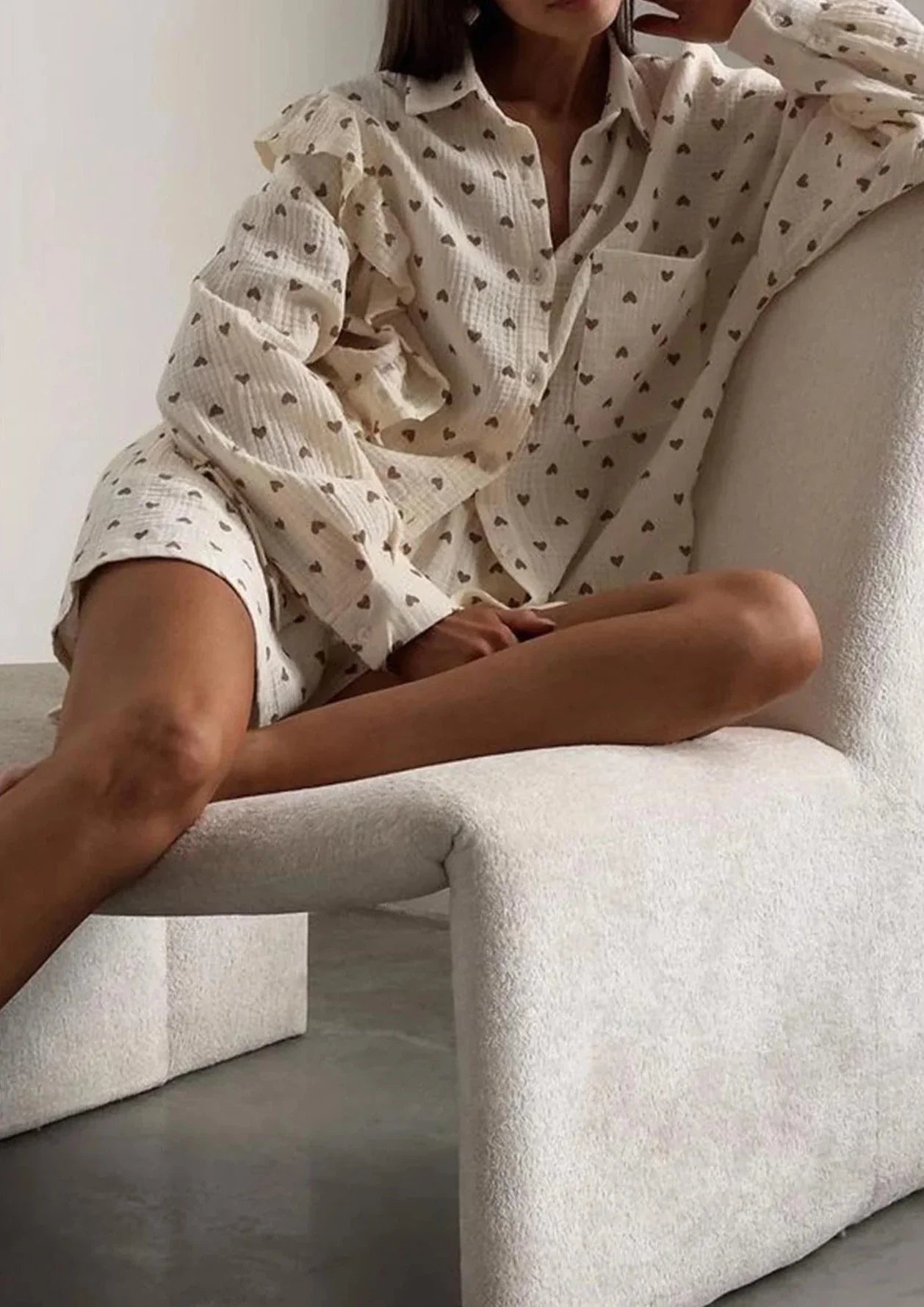 Musiala | Katoenen Set met Hartjes Print – Tweedelige Set Dames