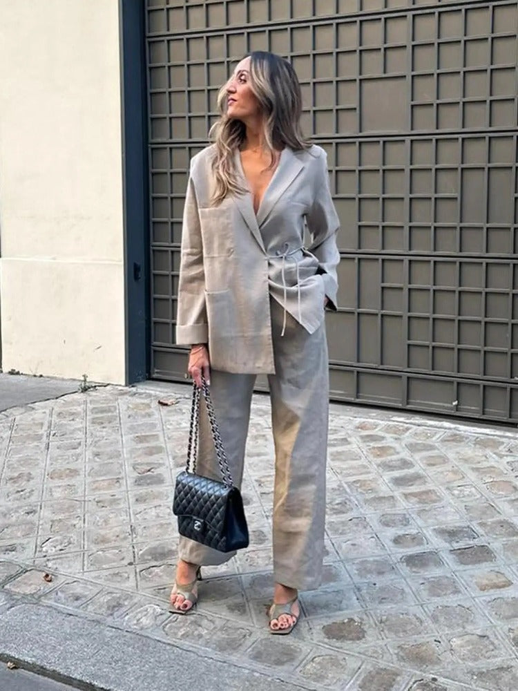 Lilou | Casual Tweedelige Chic Set Dames - Comfortabele Blazer en Pantalon