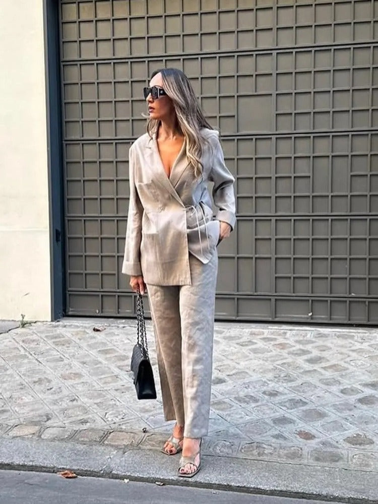 Lilou | Casual Tweedelige Chic Set Dames - Comfortabele Blazer en Pantalon