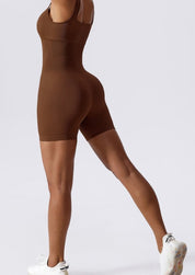 Kasey | Ribbed Bodysuit Bruin Dames - Naadloos & Ademend