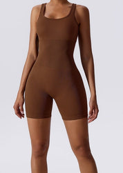 Kasey | Ribbed Bodysuit Bruin Dames - Naadloos & Ademend