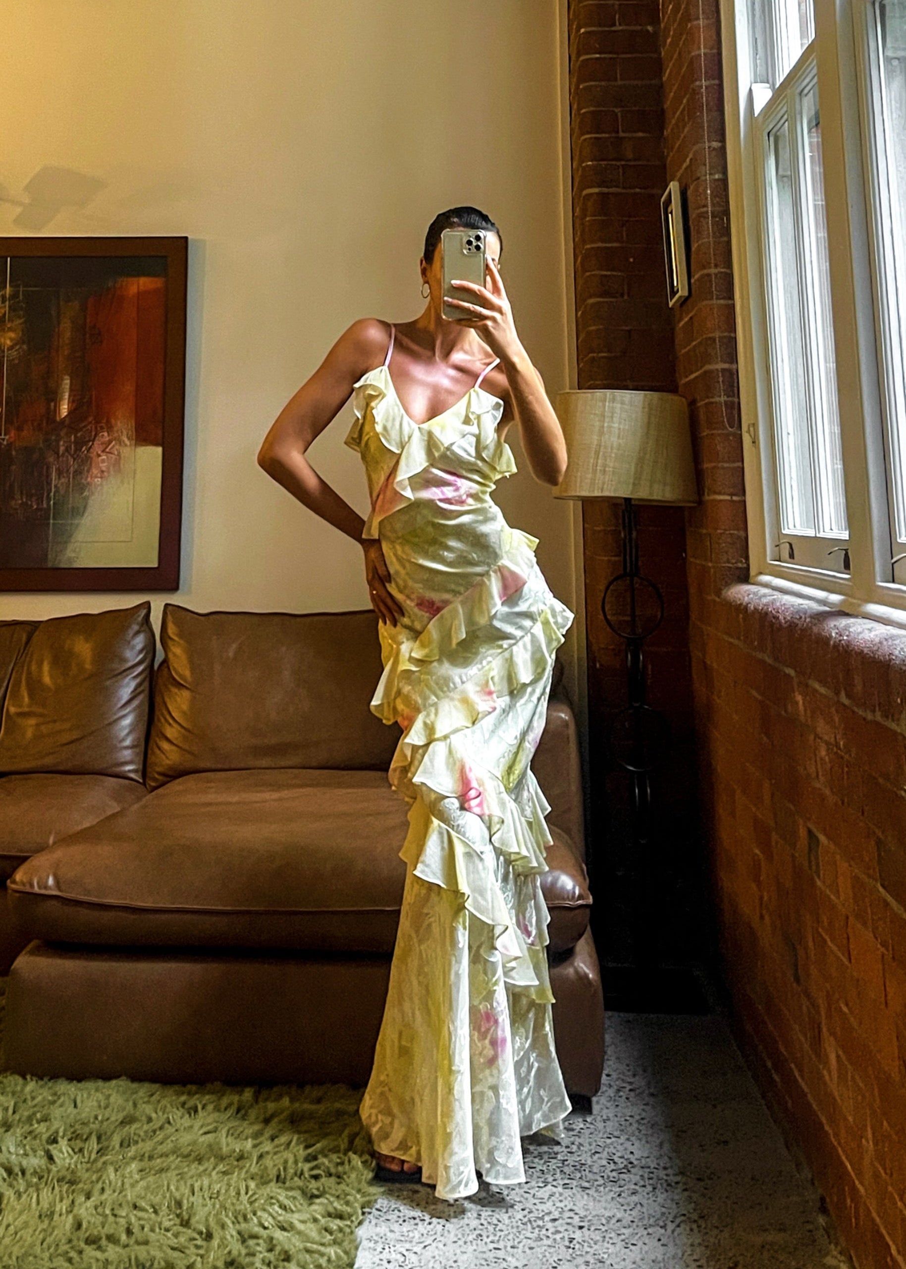 Mea | Gele Chiffon Maxi Jurk met Ruches