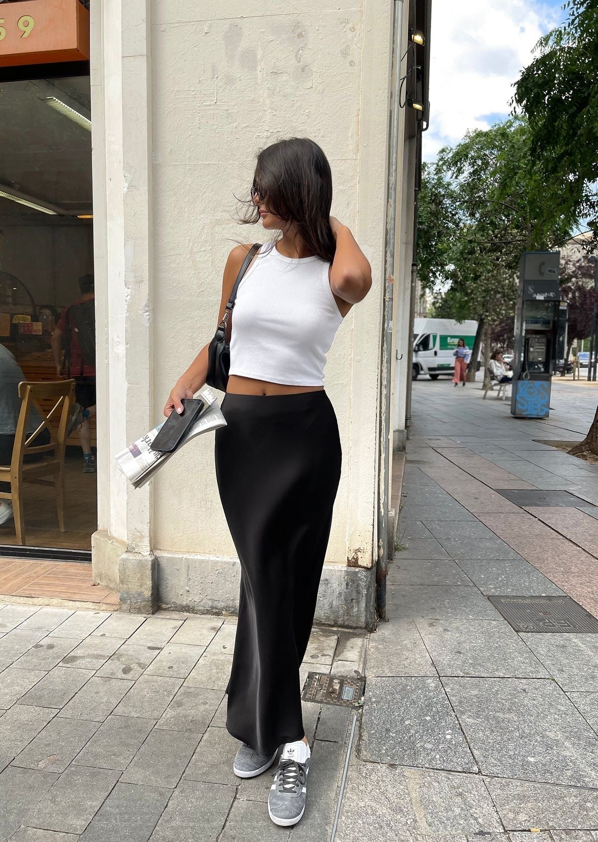 Adrianne | Maxi Rok Satijn Look met Subtiele Glans - Comfy & Luchtig