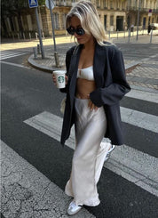 Adrianne | Maxi Rok Satijn Look met Subtiele Glans - Comfy & Luchtig