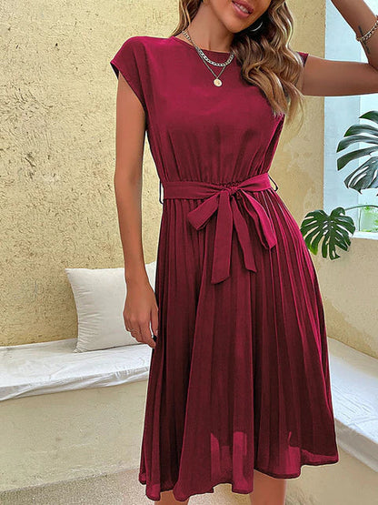Rivery | Elegante Geplooide Midi Zomerjurk