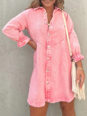 Rosaley | Denim Jurk met Lange Mouwen