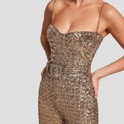 Jackie | Pailletten Flared Jumpsuit
