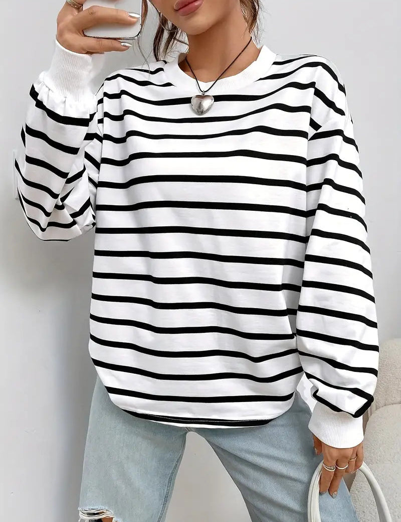 Jade | Dames Sweatshirt - Tijdloos Gestreept Design, Comfortabele Pasvorm 0