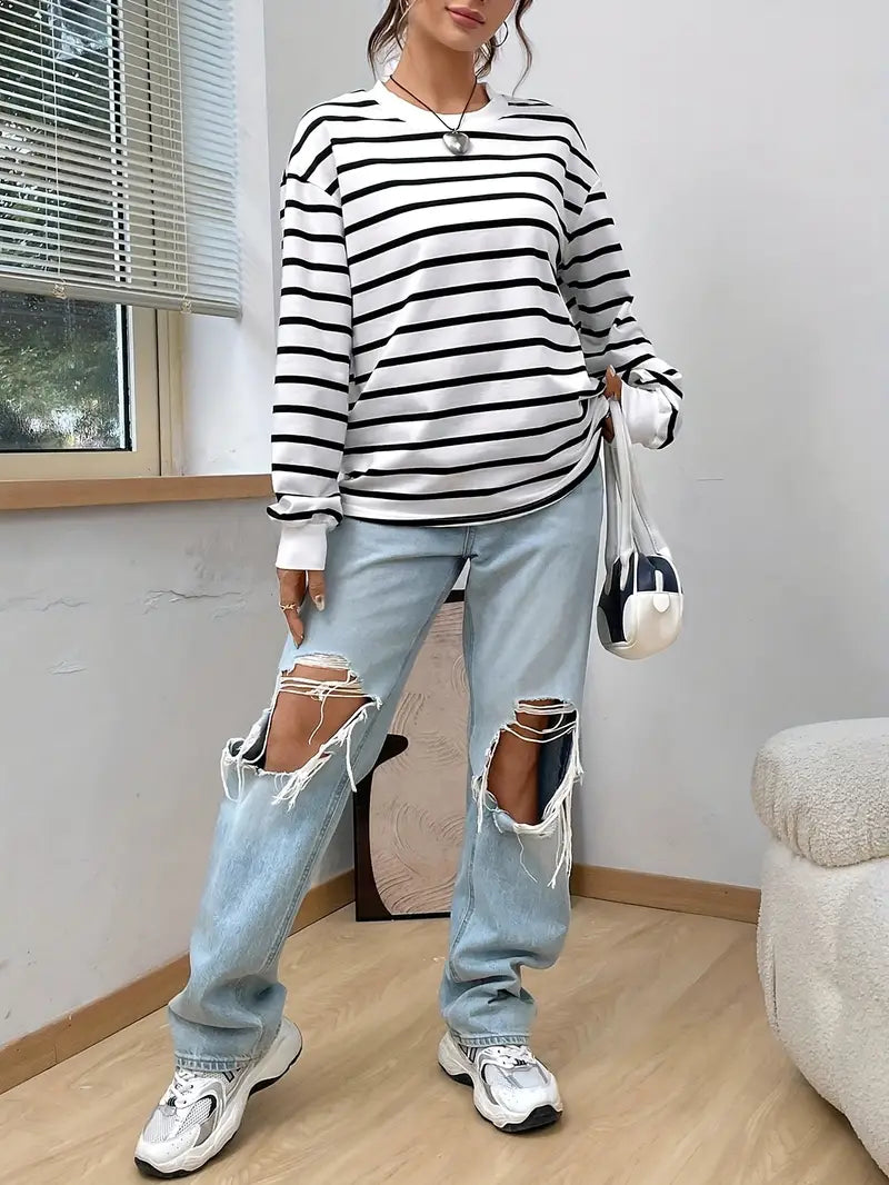 Jade | Dames Sweatshirt - Tijdloos Gestreept Design, Comfortabele Pasvorm 2