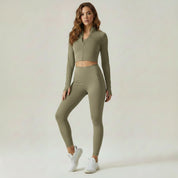 Jolee | 3-Delige Sportset Dames - Cropped Vest, Sport BH en High-Waist Legging