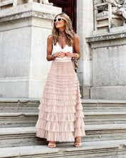 Tule Maxi Rok met Elastische Tailleband