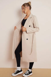 Cindy | Lange Wollen Dames Trenchcoat met Ceintuur – Elegant & Warm