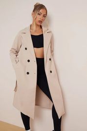 Cindy | Lange Wollen Dames Trenchcoat met Ceintuur – Elegant & Warm