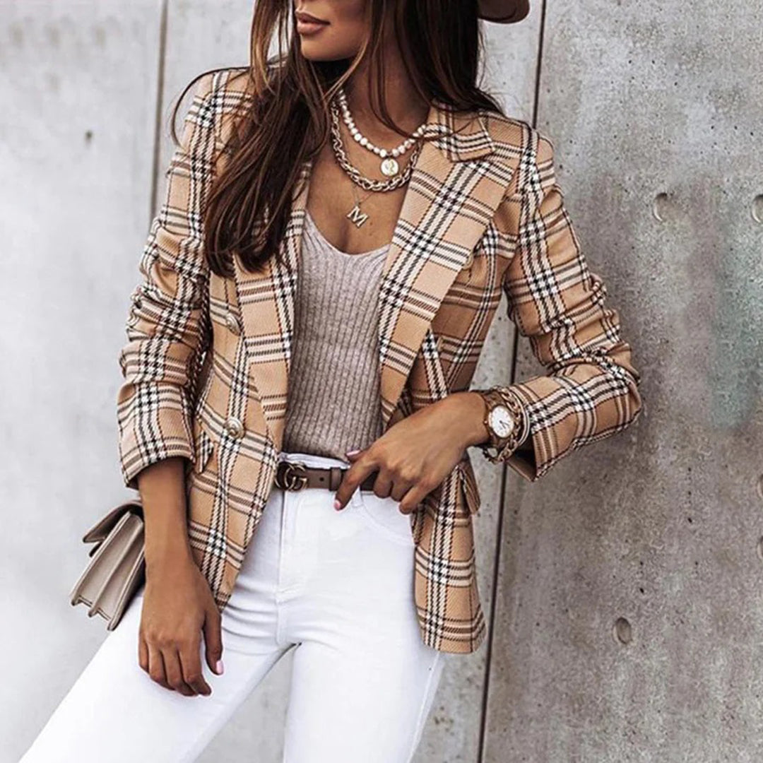 Geruite Dubbel Breasted Blazer - Chique, Smart en Casual