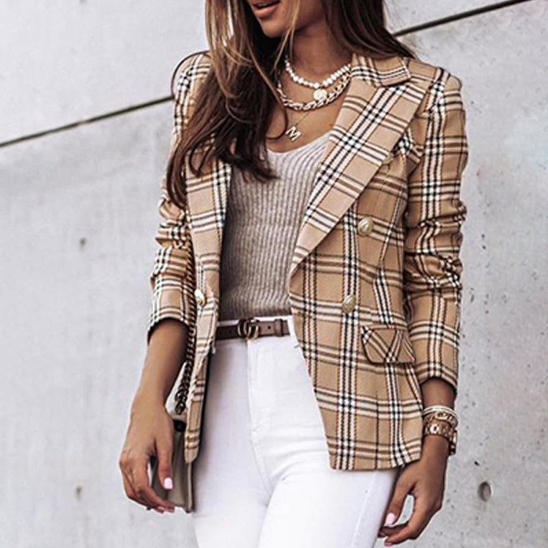 Geruite Dubbel Breasted Blazer - Chique, Smart en Casual