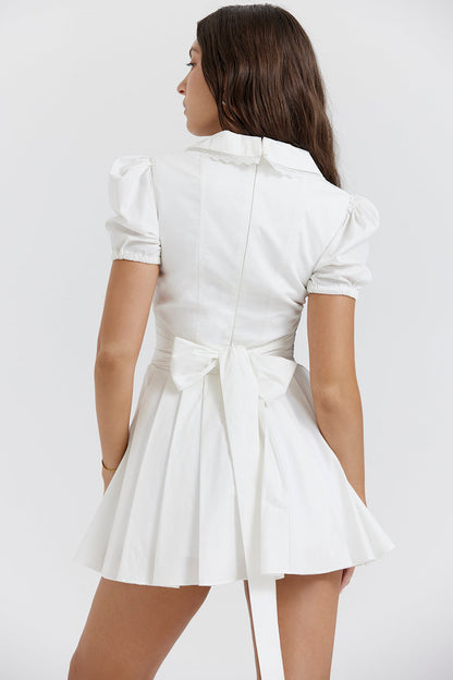 Aida | Klassieke Geplooide Min Jurk – Elegante V-hals