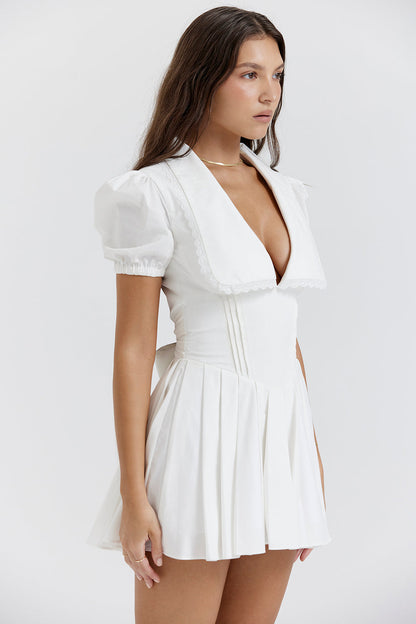 Aida | Klassieke Geplooide Min Jurk – Elegante V-hals