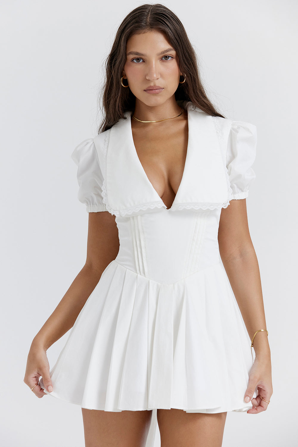 Aida | Klassieke Geplooide Min Jurk – Elegante V-hals