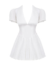 Aida | Klassieke Geplooide Min Jurk – Elegante V-hals