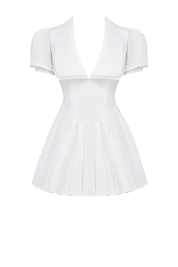 Aida | Klassieke Geplooide Min Jurk – Elegante V-hals