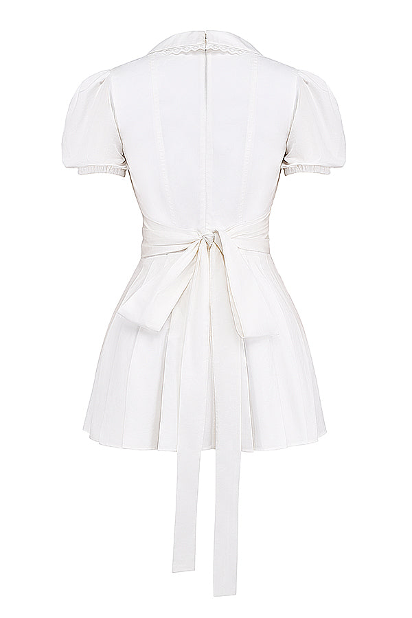Aida | Klassieke Geplooide Min Jurk – Elegante V-hals