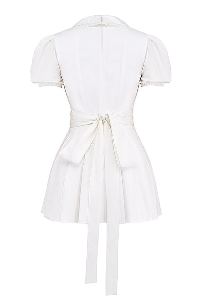 Aida | Klassieke Geplooide Min Jurk – Elegante V-hals