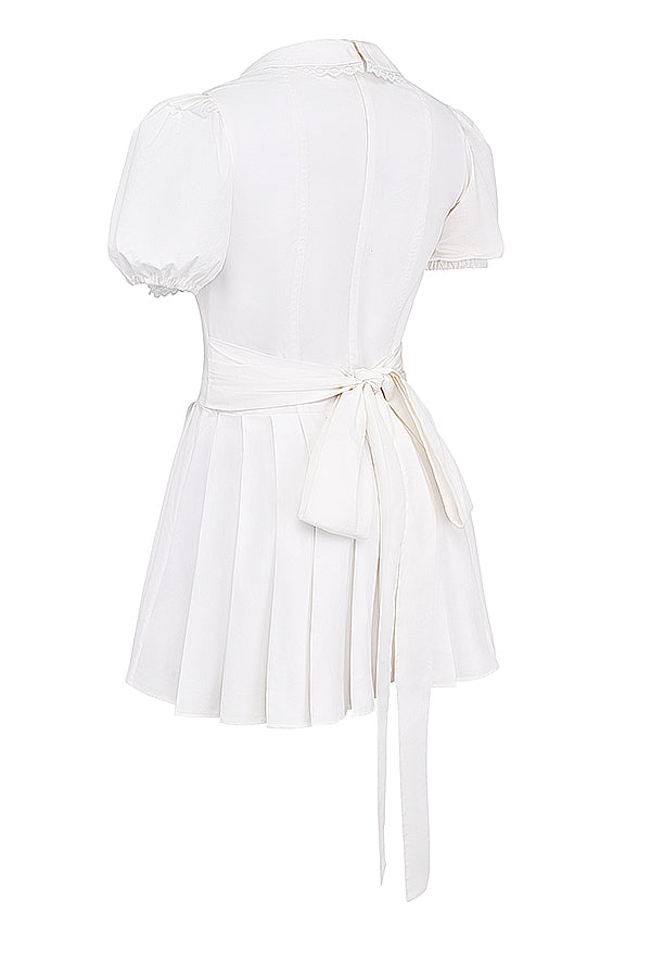 Aida | Klassieke Geplooide Min Jurk – Elegante V-hals