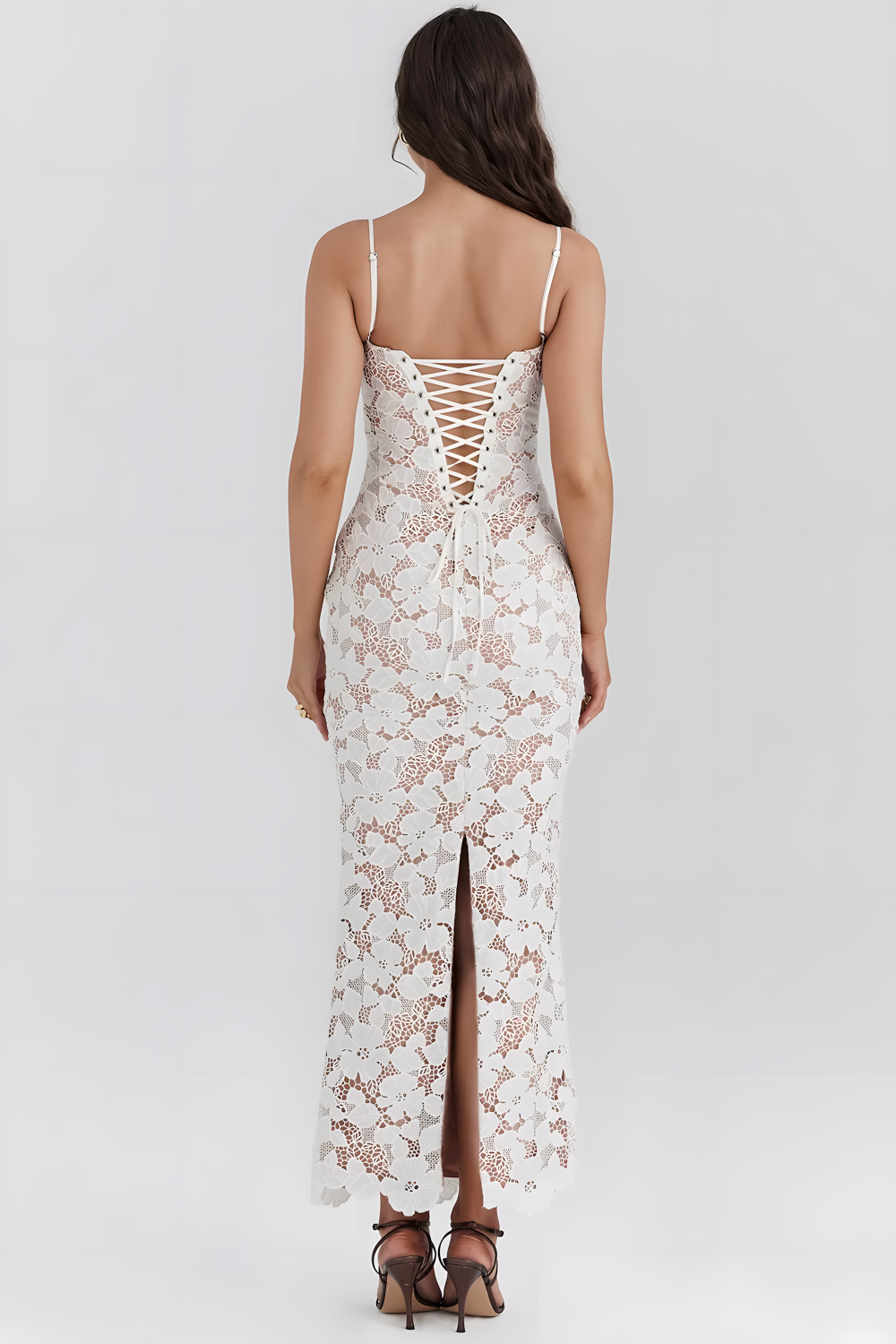 Laurana | Maxi Zomerjurk - Kant en Geborduurde Bloemenprint