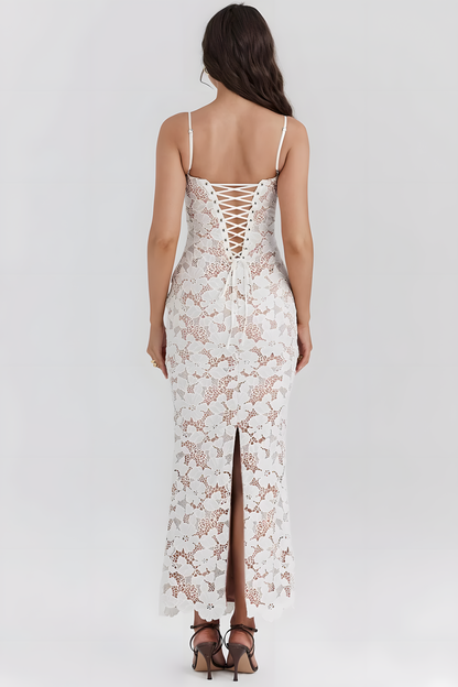 Laurana | Maxi Zomerjurk - Kant en Geborduurde Bloemenprint
