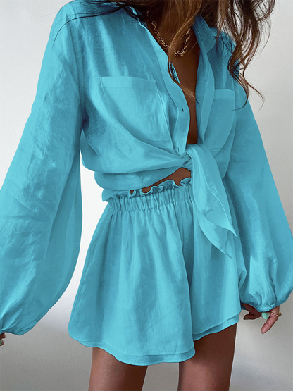 Mollie | Tweedelige Zomerset - Linnen Blouse en Casual Shorts