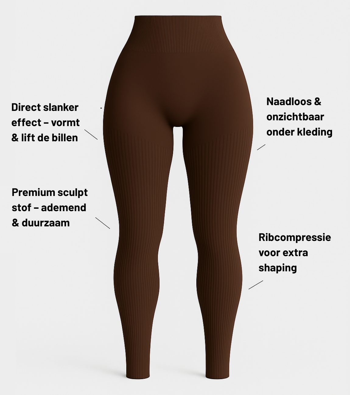 Vimora | Dames Sportlegging - High Waist met Ribbel Ontwerp