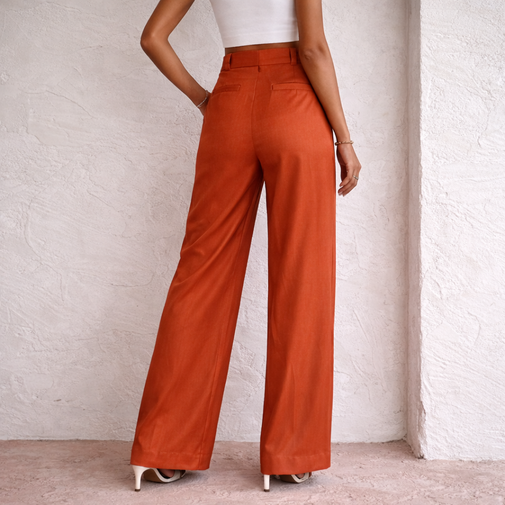 Linnen Katoenen Wijde Damesbroek – Hoge Taille Zomerbroek4