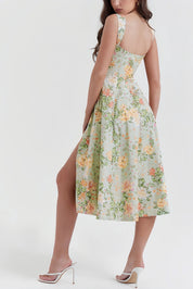 Livia | Dames Midi-Jurk - Bloemmotief met Flatterende Split, Zomerjurk 2