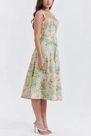 Livia | Dames Midi-Jurk - Bloemmotief met Flatterende Split, Zomerjurk 3