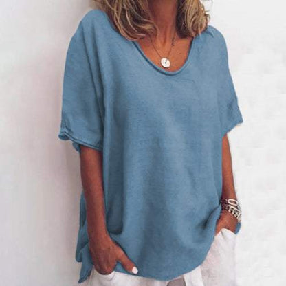 Briget | Luchtige Linnen T-Shirt – Tijdloze Comfort & Elegantie