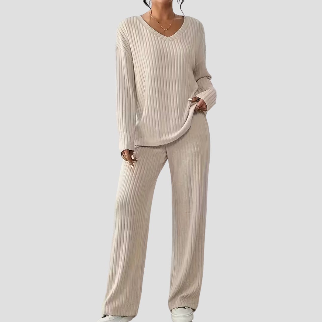 Luna | Dames Loungewear Set - Zacht Ribgebreid Comfy Set 0