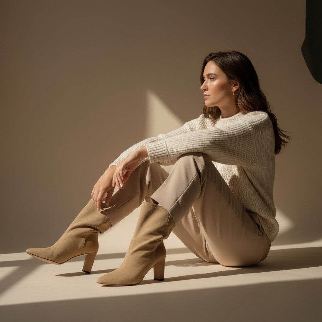 Luxe Laarzen met Hoge Hak en Rits