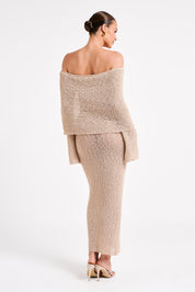 Angel | Bouclé Off-Shoulder Maxi Jurk