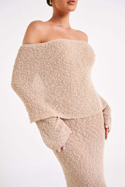 Angel | Bouclé Off-Shoulder Maxi Jurk