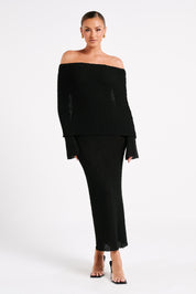 Angel | Bouclé Off-Shoulder Maxi Jurk