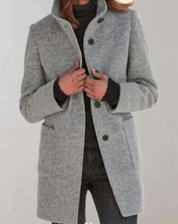 Gerdi | Dames Winterjas Winter - Wolmix met Hoge Hals en Praktische Zakken