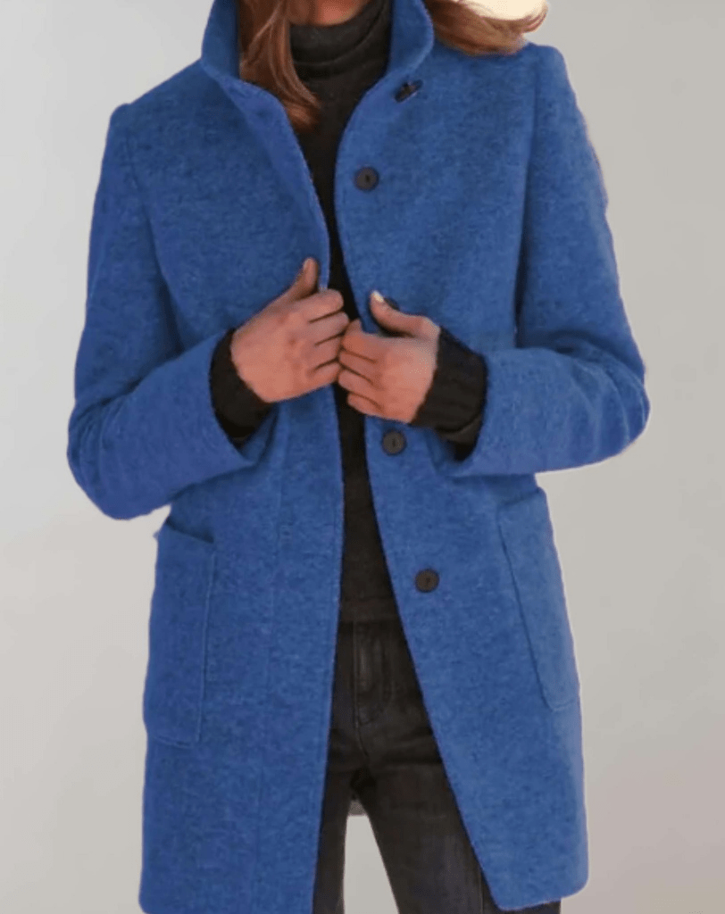 Gerdi | Dames Winterjas Winter - Wolmix met Hoge Hals en Praktische Zakken
