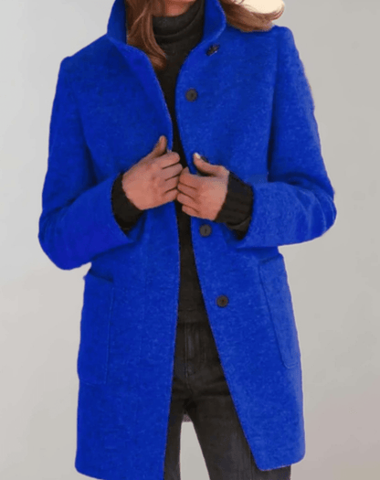 Gerdi | Dames Winterjas Winter - Wolmix met Hoge Hals en Praktische Zakken