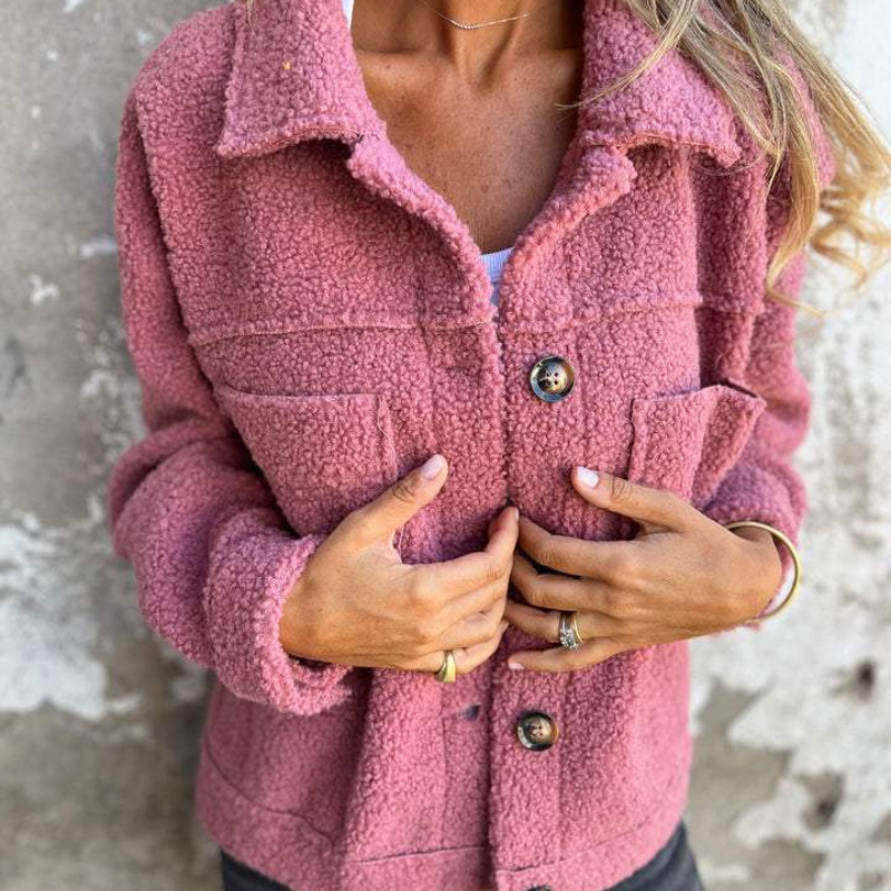 Lisan | Luxe Teddy Jas voor Dames - Elegante Knopen en Praktische Zakken