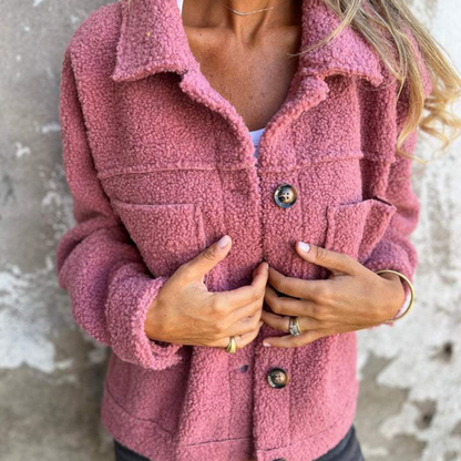 Lisan | Luxe Teddy Jas voor Dames - Elegante Knopen en Praktische Zakken